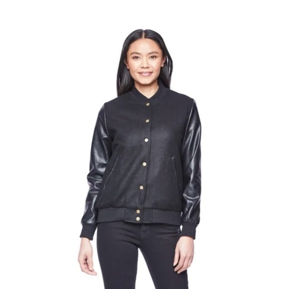 Hilary Macmillan Black Varsity Jacket with Feminist Statement Medium - Picture 2 of 8